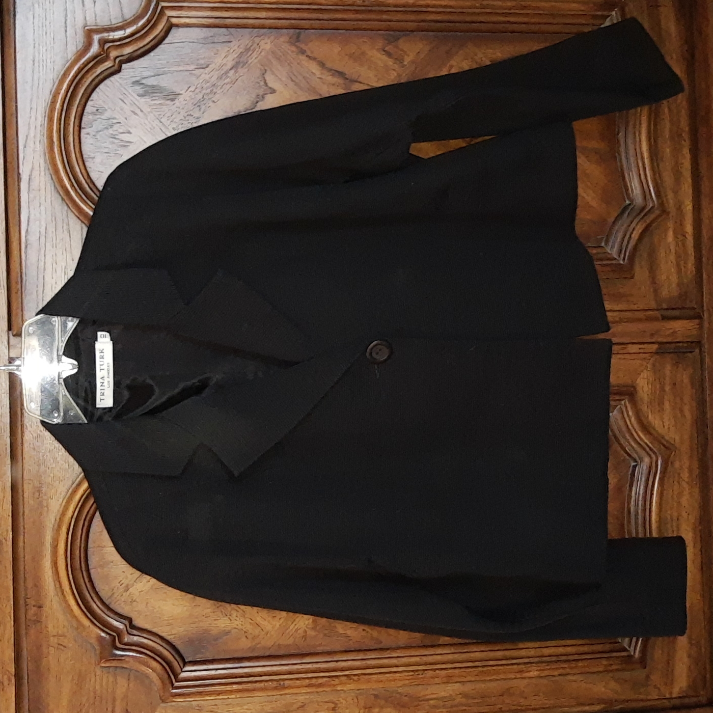 Trina Turk Black Dolman Sleeve Cotton Blend One Button Jacket, Size 10